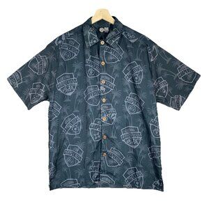 Southwest Carpenters Union Shirt Size M All Over Print Button Up Palm Trees